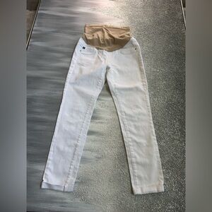 AG Adriano Goldschmied Women's Cream Straight Leg Jeans maternity